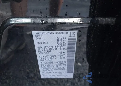 2017 Nissan Pathfinder S z USA, uszkodzony, nr VIN 5N1DR2MM7HC639367